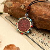 Cinnabar necklace - Guardian Buddhas of the Zodiac Signs