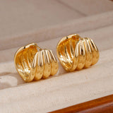 Golden Ripple Hoop Earrings