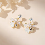 Floral Crystal Pearl Earrings