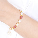 Elegant Pearl Strawberry Quartz Bracelet