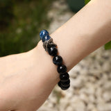  Blue Kyanite Tiger's Eye Crystal with Dragon Guardian Bracelet