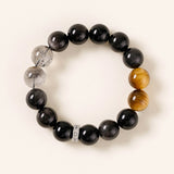 Silver Sheen Obsidian, Tiger Eye & Astrophyllite Energy Bracelet