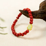 Natural Cinnabar & Jade Beaded Bracelet