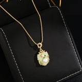 Vintage Rose Pearl Pendant Necklace