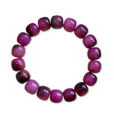 Purple Chalcedony Square Bead Bracelet