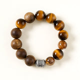 Golden Tiger Eye, Kyara Agarwood Resin Flower Quartz Bracelet