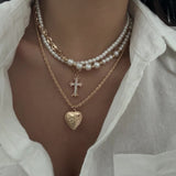 Layered Pearl & Gold Charm Necklace