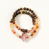 Strawberry Quartz & Wood Vitality Bracelet Set