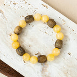 Qi Nan Agarwood & Resin-yellow Calcite Beaded Bracelet