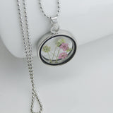 Pressed Flower Glass Locket Necklace