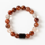 Ebony Barrel Bead &amp; Red Resin Flower Crystal Bracelet
