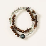 Green Hair Quartz & Wood Protection Bracelet Set