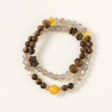 Smoky Agate & Wood Grounding Bracelet Set