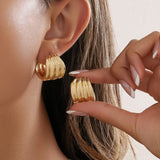 Golden Ripple Hoop Earrings