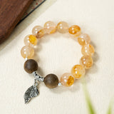 Qi Nan Agarwood & Yellow Dendritic Quartz Beaded Bracelet