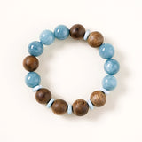 Aquamarine & Coconut Wood Harmony Bracelet