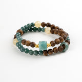 Emerald Green Clear Double Wrap Bracelet