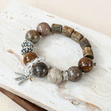 Qi Nan Agarwood & Multi-colored Phantom Quartz Beaded Bracelet