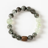 Green Phantom Prehnite Bracelet with Agarwood Barrel Bead