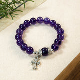 Amethyst Beaded Bracelet with Attached Chrome Hearts