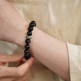 Obsidian & Lotus Emblem Flow Bracelet