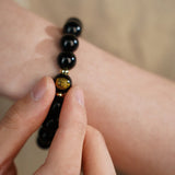 Obsidian & Lotus Emblem Flow Bracelet