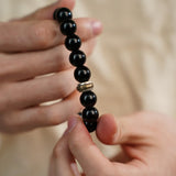 Obsidian & Lotus Emblem Flow Bracelet