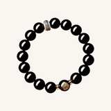 Obsidian & Lotus Emblem Flow Bracelet