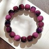 Purple Chalcedony Square Bead Bracelet