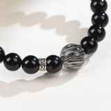 Obsidian Tourmalinated Quartz Protection Bracelet