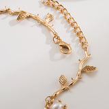 Golden Rose Vine Pearl Necklace