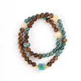 Emerald Green Clear Double Wrap Bracelet