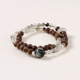 Green Hair Quartz & Wood Protection Bracelet Set