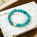 Natural Amazonite & Cinnabar Beaded Bracelet