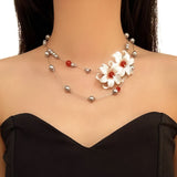 Double Flower Beaded Necklace