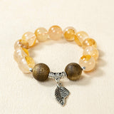Qi Nan Agarwood & Yellow Dendritic Quartz Beaded Bracelet