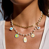 Celestial Pearl Charm Necklace