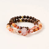 Strawberry Quartz & Wood Vitality Bracelet Set