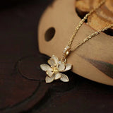 Golden Lotus Pendant Necklace