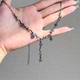 "Blooming Vines" Blue Floral Y Necklace