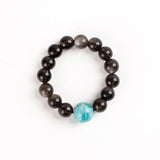 Zebra Amazonite & Silver Sheen Obsidian Ring