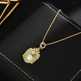 Vintage Rose Pearl Pendant Necklace