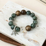 Qi Nan Agarwood & Green Hair Crystal Beaded Bracelet