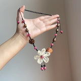 Handcrafted Boho Rattan Flower Necklace