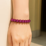 Purple Chalcedony Square Bead Bracelet