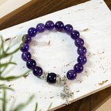 Amethyst Beaded Bracelet with Attached Chrome Hearts
