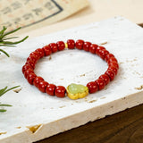 Natural Cinnabar & Jade Beaded Bracelet