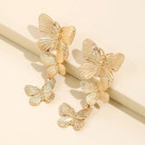 Golden Butterfly Cascade Earrings