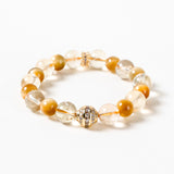Golden Tiger Eye &amp; Citrine Energy Bracelet with Silver-Plated Accent