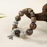 Qi Nan Agarwood & Multi-colored Phantom Quartz Beaded Bracelet